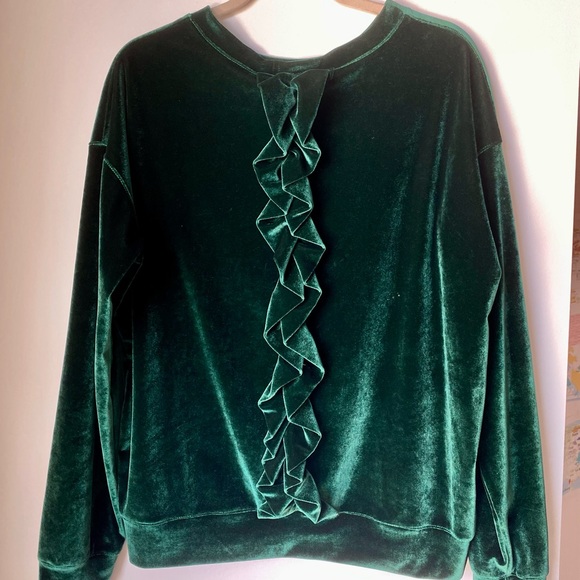 LIKE NEW Custom Design Velor Velvet 2-Piece Co-Ord Sweatpants Sweatshirt Green - Picture 5 of 8